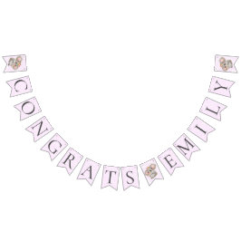 Banderines Acuarela Adorable Koala Bebé Rosa Felicitaciones