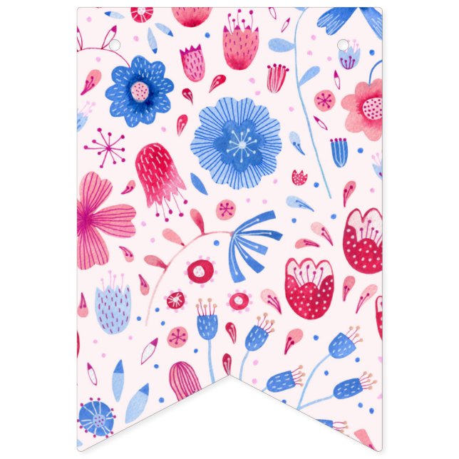 Banderines Acuarela de flores de jardín de cabaña (Primera bandera)