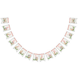 Banderines Acuarela floral del conejito de los conejos de