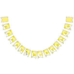 Banderines Acuarela Girasol con Mariposas Cumpleaños 1