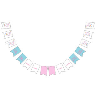 Banderines Acuarela mágica Rainbow Unicorn Feliz cumpleaños