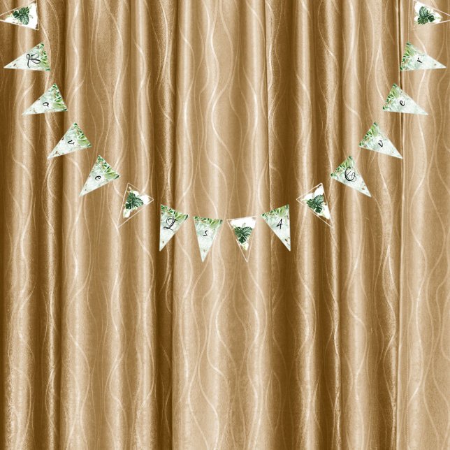 Banderines Acuarela tropical verde Monstera Decoración Boda (Subido por el creador)