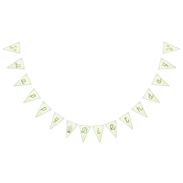 Banderines Adorable Green Axolotl Boba Tea Kids Cumpleaños (Todo)