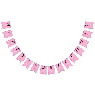 Banderines Adorable Personalizado de cumpleaños blanco Bunny