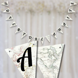 Banderines Adventure Awath Vintage Map Travel Baby Shower