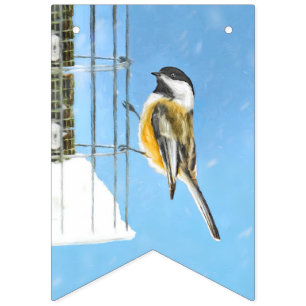 Banderines Ajedrez en pintura de alimentador - Arte de pájaro