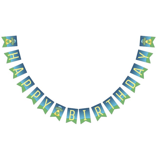 Banderines Ajena feliz de OVNI verde (Todo)