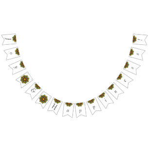 Banderines ¡Alegría y felicidad! Mandala en amarillo y bronce