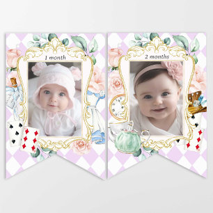 Banderines Alice Onederland, primer cumpleaños Foto mensual