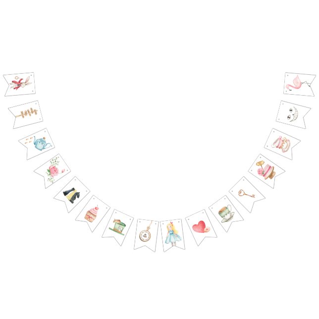 Banderines Alicia aventuras en Woderland Birthday Tea Fiesta (Todo)