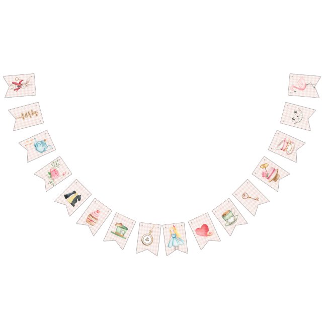 Banderines Alicia aventuras en Woderland Birthday Tea Fiesta (Todo)