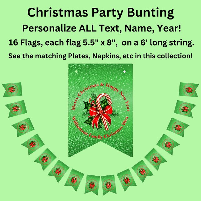 Banderines Añadir nombre cambiar texto Navidades verdes rojos (Subido por el creador)