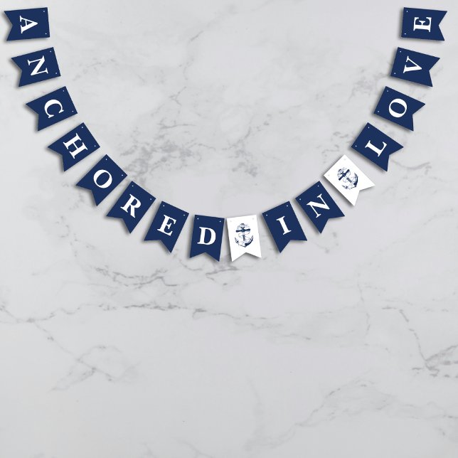 Banderines Anclado por amor Boda de Anclaje Azul Náutico (Subido por el creador)