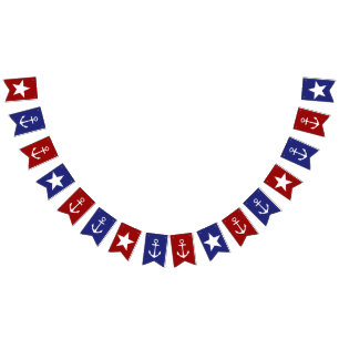 Banderines Anclas y estrellas rojas blancas y azules