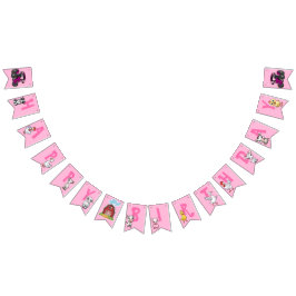 Banderines Animales de granja de cumpleaños con fondo rosa