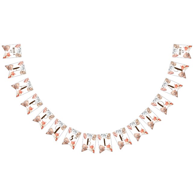 Banderines Animales forestales de Woodlands cumpleaños person (Todo)