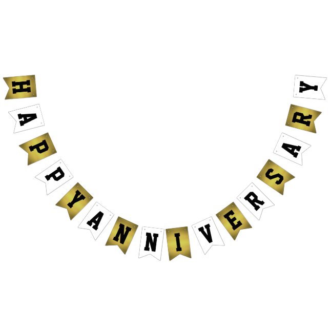 Banderines Aniversario feliz oro y blanco (Todo)