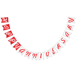 Banderines ANIVERSARIO FELIZ, ROJO + Blanco