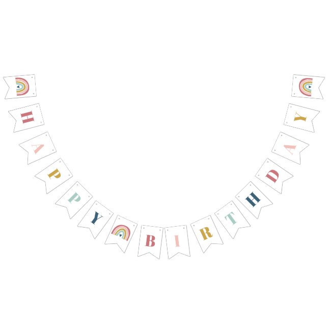 Banderines Aniversario rosa del arcoiris del boho lindo (Todo)