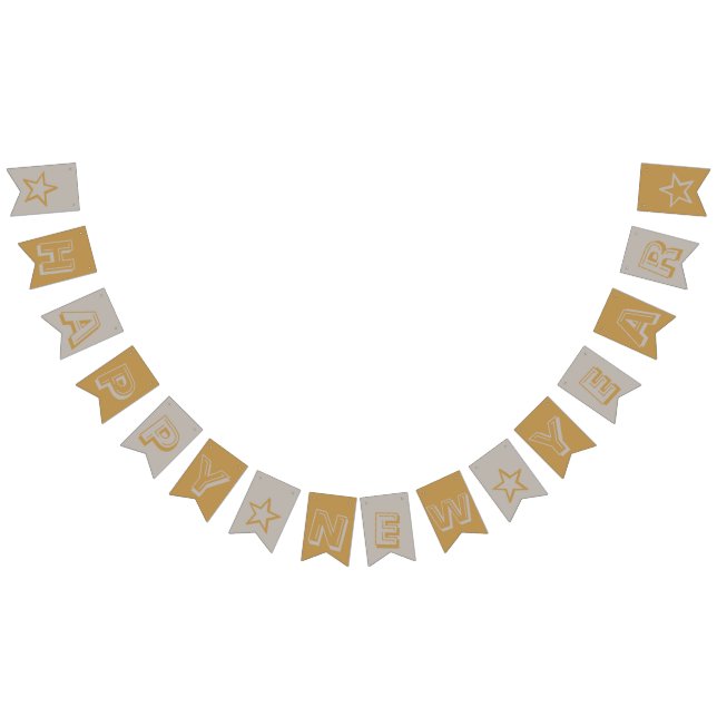 Banderines Año Nuevo Feliz de Oro y Plata (Todo)