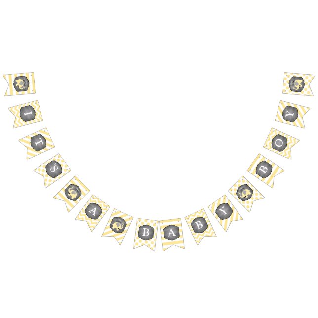 Banderines Arco-lazo amarillo Baby Shower del elefante (Todo)