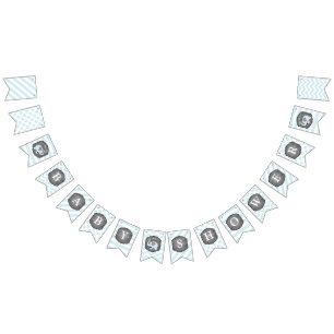Banderines Arco-lazo azul Baby Shower del elefante