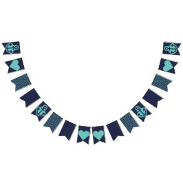 Banderines Armada Náutica y Bunting Verde azulado