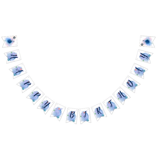 Banderines Astronauta y planetas Banner de cumpleaños feliz (Todo)