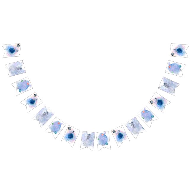 Banderines Astronauta y planetas Banner de cumpleaños feliz (Todo)