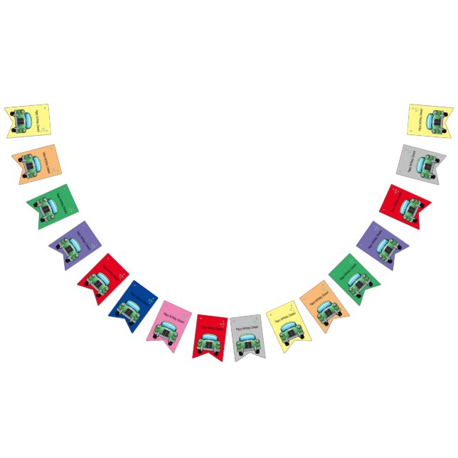 Banderines Automóvil verde con texto de personalizable (Todo)