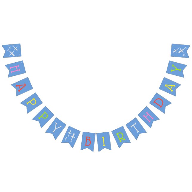 Banderines Aviones Feliz cumpleaños brillante colorido (Todo)