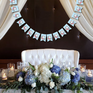 Banderines Azul de flores rosas de unicornio blanco