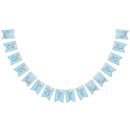 Banderines Azul, Gris Blanco 🐘 Elefante Bebé - Baptismos