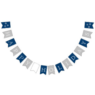 Banderines Azul y de plata buenas fiestas
