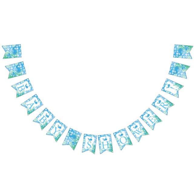 Banderines Baby Boy Blue Polka Doted Whale Baby Shower (Todo)