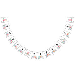 Banderines Baby Flamingo Happy Birday