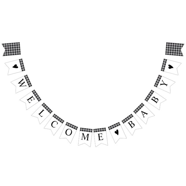 Banderines Baby Shower blanco negro clásico en forma de búfal (Todo)