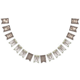 Banderines Baby Shower blanco y marrón de conejo rústico