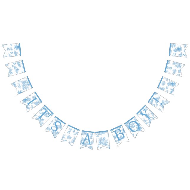 Banderines Baby Shower Blue and White Toile de Jouy (Todo)