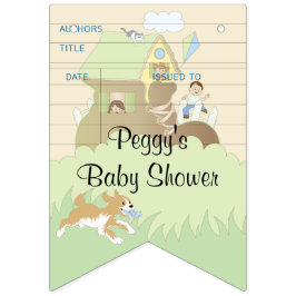 Banderines Baby Shower Blue/Library, Banner Swallowtail