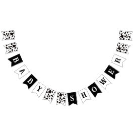 Banderines Baby Shower Cow Print Black and White