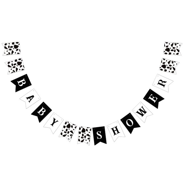 Banderines Baby Shower Cow Print Black and White (Todo)