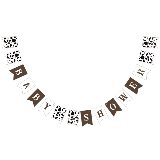 Banderines Baby Shower Cow Print Black Brown y White (Todo)