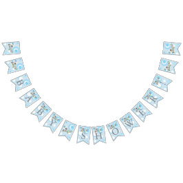 Banderines Baby Shower Cute Blue Baby Owls