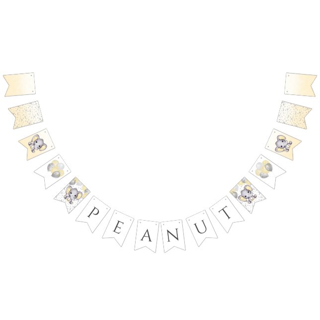 Banderines Baby Shower Cute Yellow Elephant Balloons (Todo)