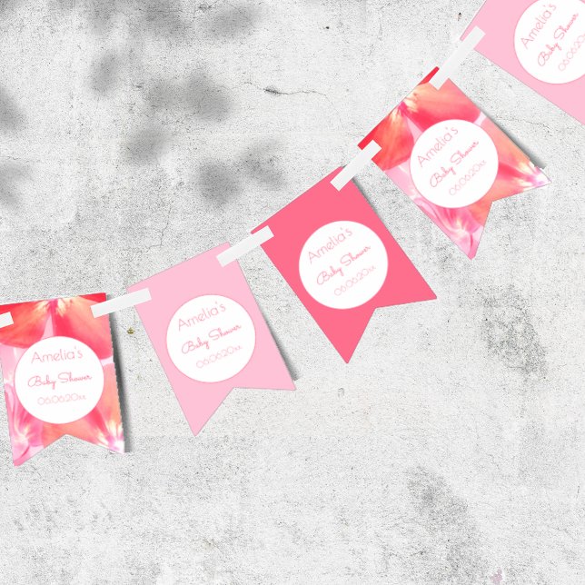 Banderines Baby Shower de color rosa (Baby in bloom bunting to make your heart melt)