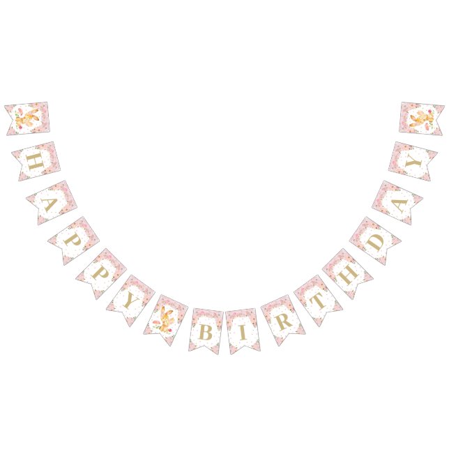 Banderines Baby Shower de cumpleaños de conejo conejo floral  (Todo)