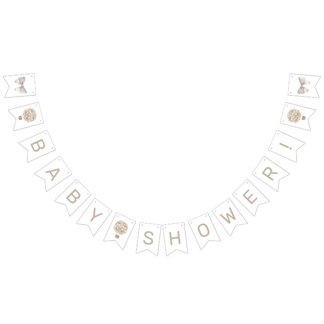 Banderines Baby Shower de globo aerostático Beige (Todo)