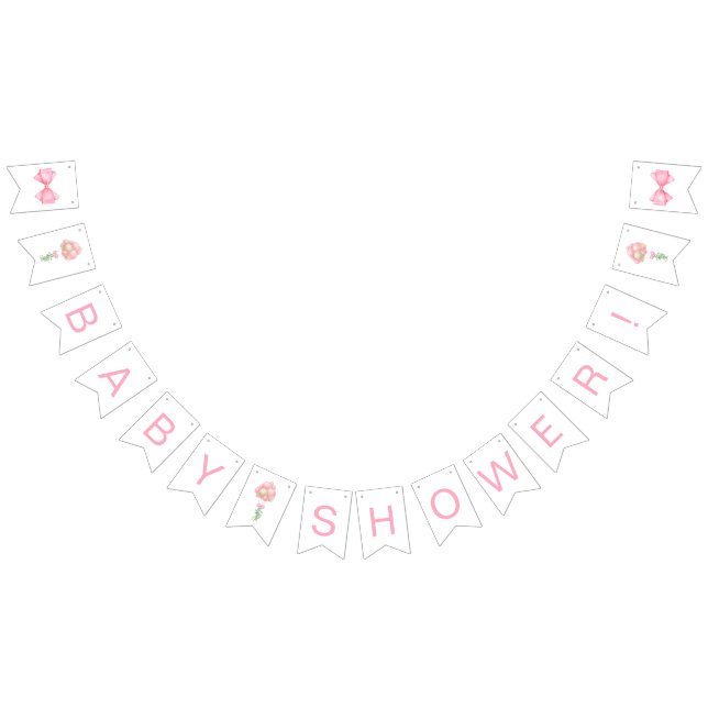 Banderines Baby Shower de globos rosados (Todo)