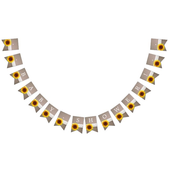 Banderines Baby Shower de Sunflower Burlap y Crochet Lace (Todo)